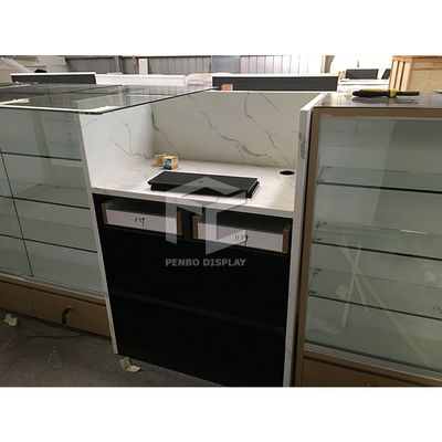 10mm Thick Glass Cell Phone Display Cabinet T4 LED Light Glass Display Shelves