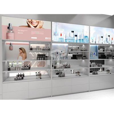 แป้งเคลือบ Skincare Shop แสดงเฟอร์นิเจอร์ขายปลีกร้านเครื่องสำอางตกแต่ง
